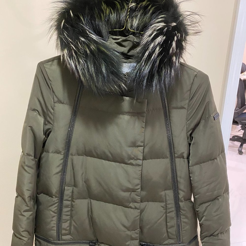 DEREK LAM 10 CROSBY Olive Green Winter Coat